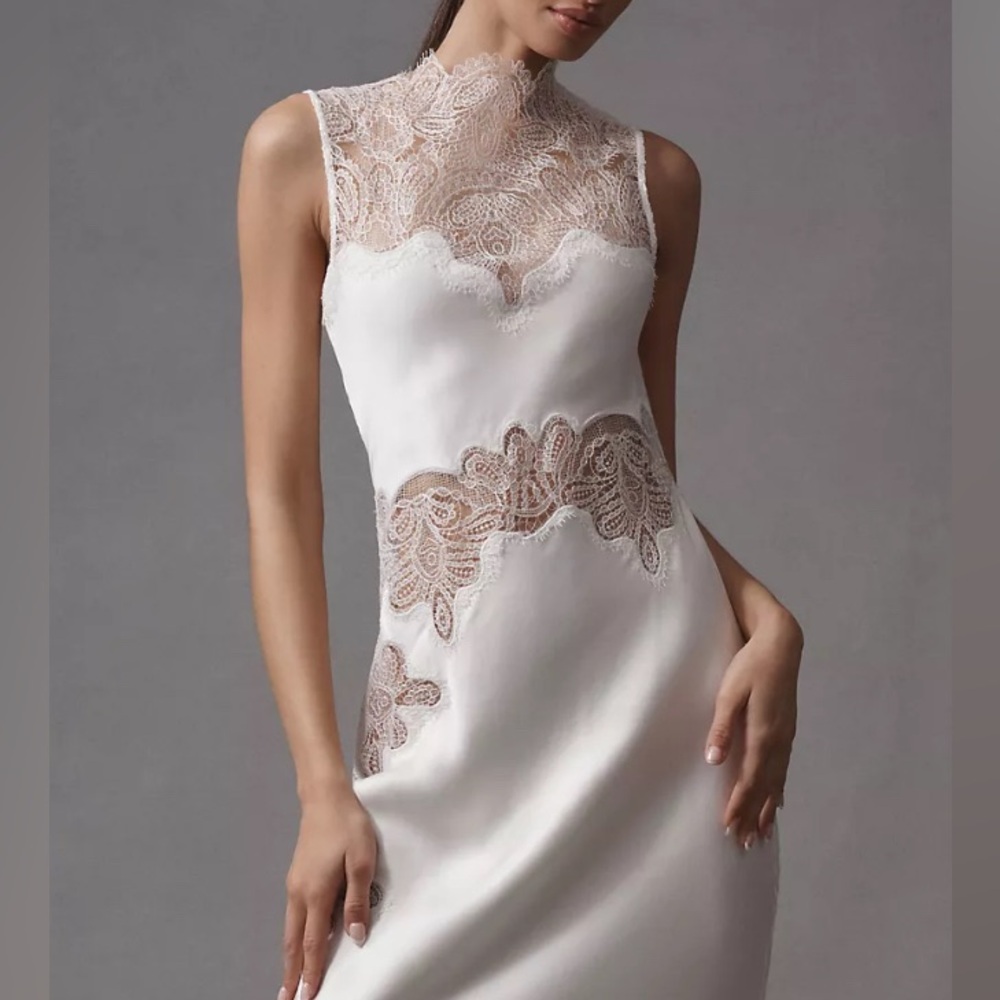 Shona Joy White Lace Midi Dress